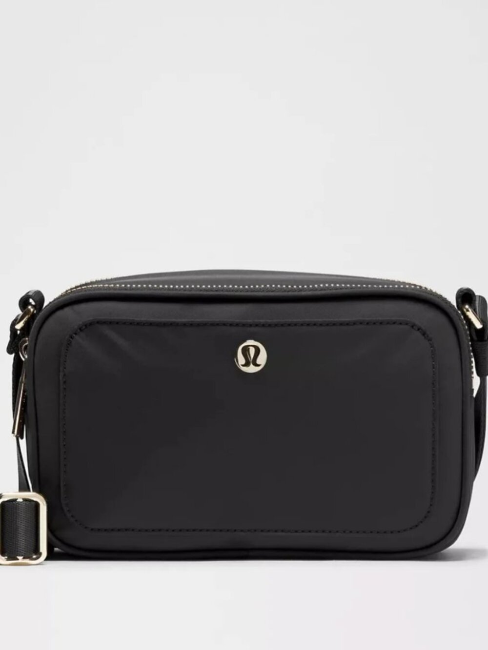 Lululemon Athletica Black Crossbody Camera Belt Bag with Silver Hardware